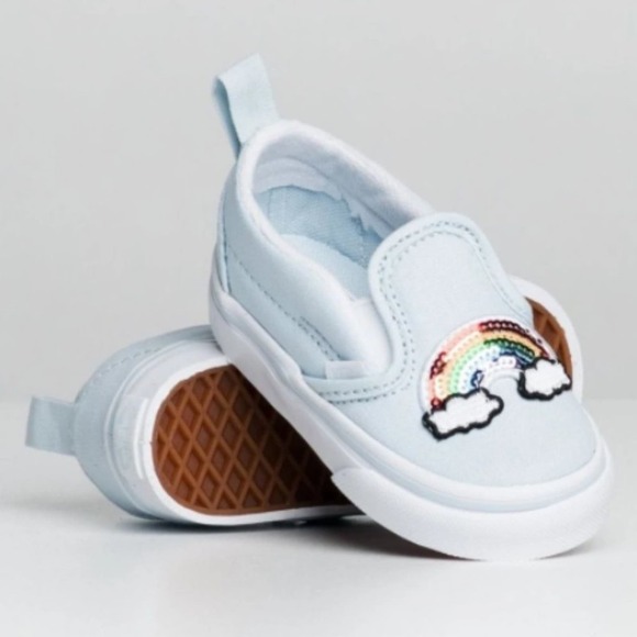 Vans Other - Vans Toddler Slip-On V Sequin Patch Shoe Ballad Blue/True White Size 5.5T NEW